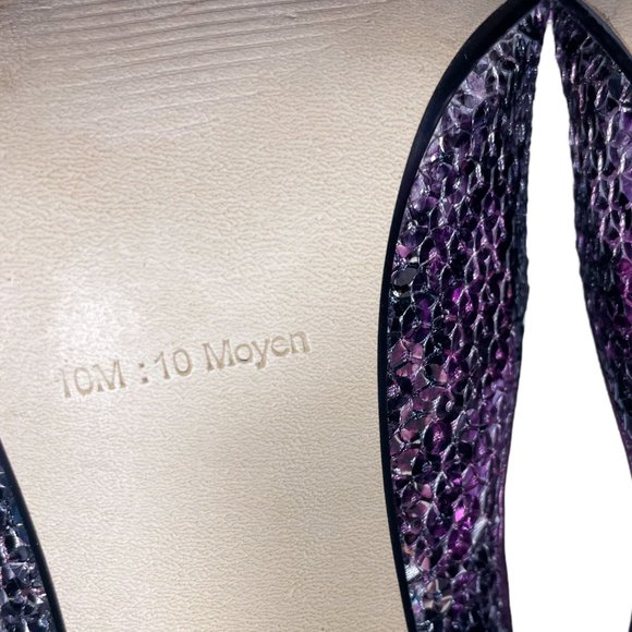 Guess Carrie Purple Sequin Metallic Glitter.Pointed Toe High Heel Stiletto Shoes - Picture 11 of 13